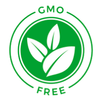 GMO Free icon.  green with white plant leaves.